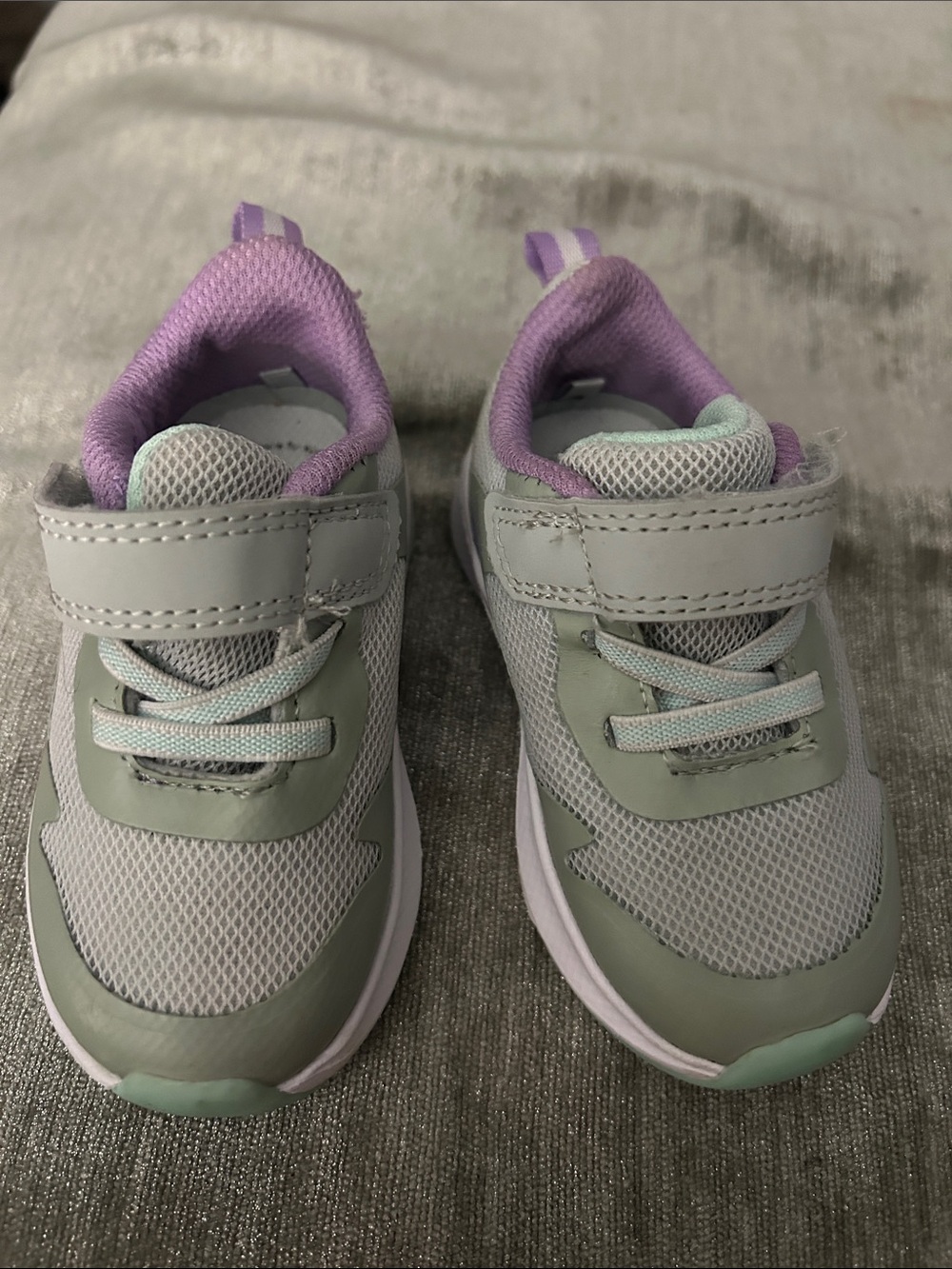 Kids Lightweight Grey and Lavender Sneakers - Comfortable Everyday Shoes